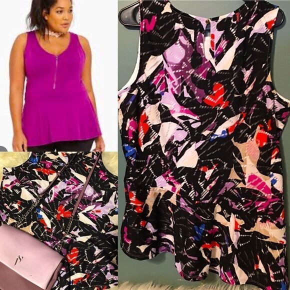 Slimming Double layered Slanted ruffle bottom Top - Picture 1 of 8
